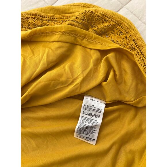 Old Navy Mustard Yellow Cinch Waist Embroidered Hem Flare Skirt - Picture 5 of 7